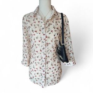 Vintage Valentino Sheer Silk Floral Blouse | Made in Italy | Y2K Romantic